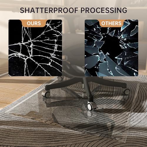 55“x46” Beveled Edge Tempered Glass Chair Mat, 5MM Thick, 1000Lbs Weight Capacity, Clear Ultra-Smooth, Suitable for Hardwood Floors & Carpet, Anti-Scratch Anti-Yellow, Home Office Use - size: 55“x46”