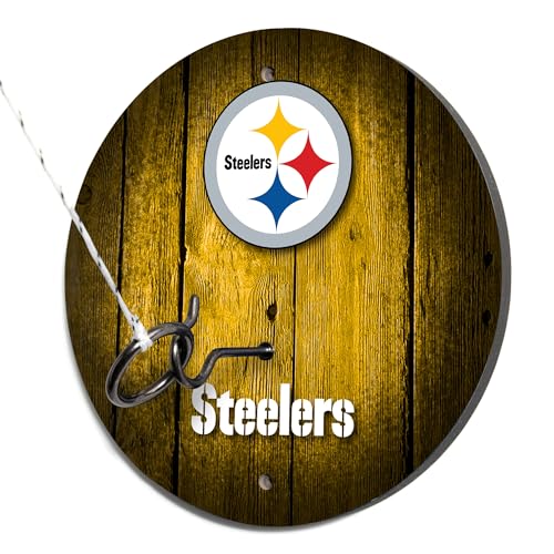 Solid Wood NFL Hook & Ring Toss Set with Direct Print HD Team Graphics – Easy Hang Hook and Ring Toss Target – Great Gift for Any Football Fan! Ring Toss Family Game for a Game Room