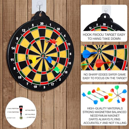 moopok Magnetic Dart Board for Kids-12Magnetic Dart/Sticky Balls Or 2 Toy Gun+40 Foam Dart.Indoor/Outdoor Kids Games and Party Games,Christmas Birthday Gifts Toys for 3-12 Year Old Boys - style: 17IN-2in1 Board+12 Magnetic Dart+12 Sticky Ball