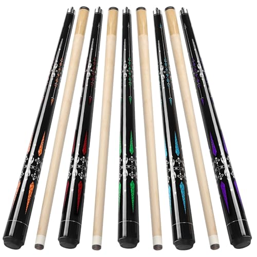 Pool Cue, 58" Billiard Cue Stick 2-Piece Maple Wood Pool Cue Stick 18 19 20 21oz for Bar House Pool Table Sports - color: Set of 5