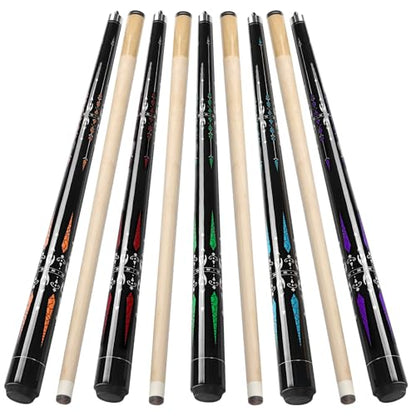 Pool Cue, 58" Billiard Cue Stick 2-Piece Maple Wood Pool Cue Stick 18 19 20 21oz for Bar House Pool Table Sports - color: Set of 5