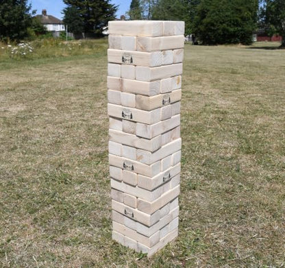 Masters Giant Tumble Tower - Mango Wood - 81cm | Can grow to 1.5m - XL Giant Garden Game for Adults - 54 Wooden Toppling Blocks - Stacking Game - Outdoor Party Game