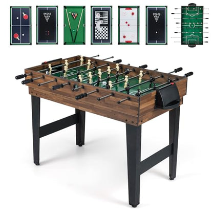 Giantex 10-in-1 Multi Game Table, Combo Game Table Set w/Hockey, Foosball Pool Ping-Pong Chess Cards Checkers Bowling, Shuffleboard, Backgammon, Adult Size Foosball Table for Game Room, Family - size: 41.5"L x 24"W x 31.5"H, style: 10-in-1