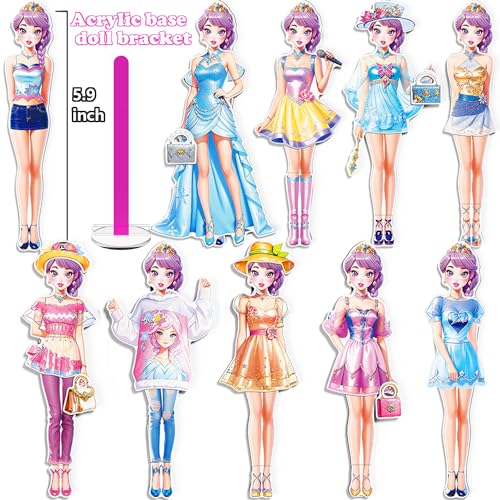 Magnetic Dress Up Paper Doll Playset,Pretend Play Game Travel Toys Car Road Trip Activity,Magnet Clothes Puzzles Kids Toddler Girls,Preschool Learning Created Imagine Birthday Gift - color: B Set
