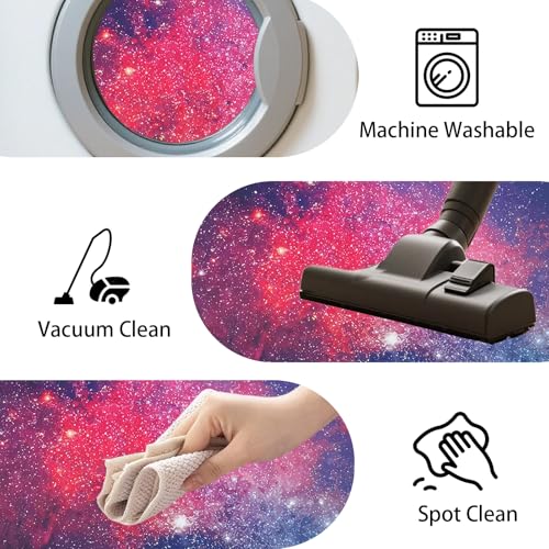 USTIDE Large Gaming Chair Mat Soft Non-Slip Low-Pile Outer Space Rug Washable Starry Sky Floor Mat for Bedroom Living Room Noise Reducing Carpet for Kids Teen Adults 51"x51" - color: Navy/Red