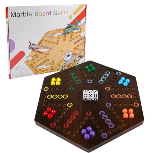 15 in Wahoo Board Game, Marble Board Game for 4-6 Players, Fast Track Board Game with Complete Accessories, Classic Board Game for Game Night, Parties, (Small,Brown) - color: Small, Rustic Brown