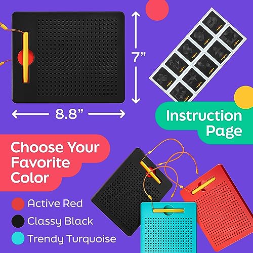 AYNAT FUN Magnetic Drawing Board for Toddlers & Kids - Toddler Doodle & Sketch Toys, Includes Magnet Stylus Pen and Beads for Girls & Boys, Travel & Car Ride Activities - size: Square Black