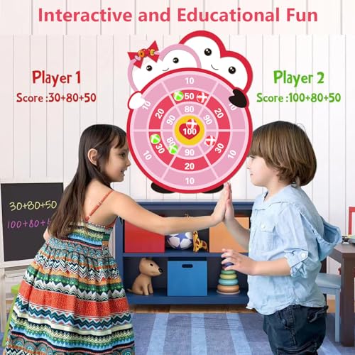 Ansoufien Valentine's Day Dartboard Game for Kids – Cute Heart-Themed Target Game with 12 Sticky Balls – Indoor Party Game for Girls & Boys, Classroom and Family Fun