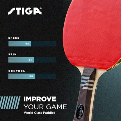 STIGA Beginner Ping Pong Paddles - Recreational to Performance Table Tennis Rackets Ages and Skill Levels - Multiple Styles + Performance Levels Available - style: Force