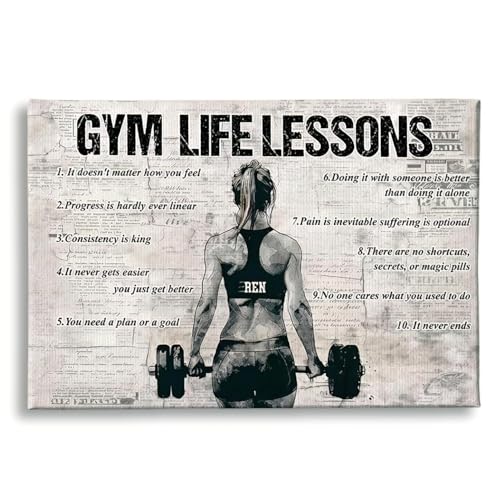 CENOVACY Personalized Gym Life Lessons Canvas, Custom Gym Motivational Poster Wall Art, Inspirational Fitness Gift For Girl Woman Gymmer Lovers - color: Design 09