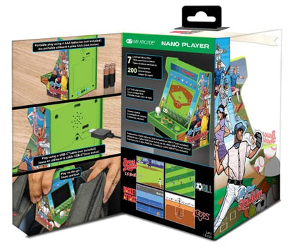 My Arcade All Star Stadium Nano Player- Portable Mini Arcade Machine with 207 Retro Games, 2.4" Screen, Green, Tiny Arcade - style: All Star Stadium