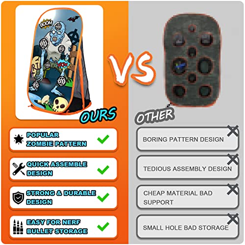 Quanquer Toy Foam Blasters Shooting Practice Target Compatible with Nerf Toy Blasters - Zombie Shooting Target Game with Net - Ideal Shooting Games Toy Gift for Boys Girls Indoor Outdoor Activity