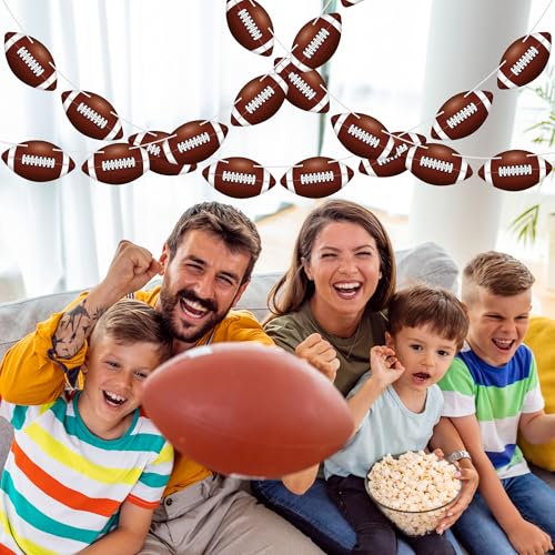 4 Pack Football Party Decorations, 32 PCS Football Cardboard Pre-Assemble Game Day Party Football Banner Garland for Bowl Game Day Sports Themed Party Supplies Birthday Cutouts Banner Decor - style: Football
