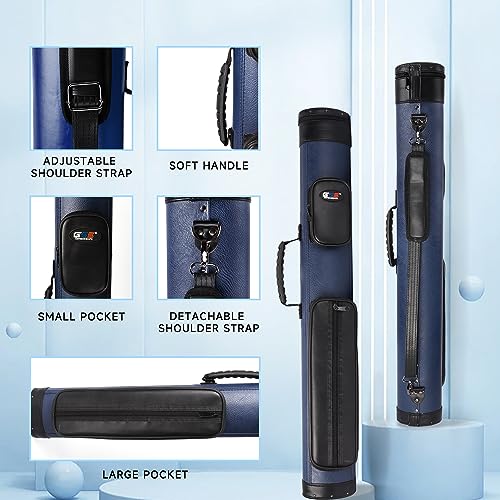 GSE Games & Sports Expert 2x2 Deluxe Hard Billiard Pool Cue Stick Carrying Case, Billiard Cue Case, Billiards Accessories (Several Colors Available) - color: Deluxe Oval - Blue/Black