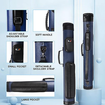 GSE Games & Sports Expert 2x2 Deluxe Hard Billiard Pool Cue Stick Carrying Case, Billiard Cue Case, Billiards Accessories (Several Colors Available) - color: Deluxe Oval - Blue/Black