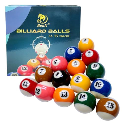 Billiard Balls Set, 2-1/4 Inch Superior Control & True Impact for Professional Tournament Play, 16-Piece with Phenolic Resin, Perfect for Home Game Rooms-5A Grade Material