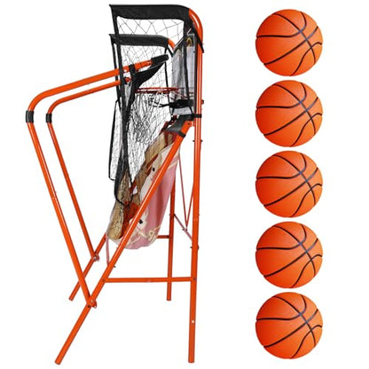 Foldable Indoor Basketball Arcade Game LED Electronic Scoring Indoor Double Electronic Basketball Machine with Steel Frame for 2 Players Home Play Kids Adults