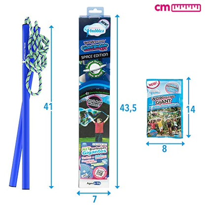 WOWMAZING Giant Bubble Kit: Space - Incl. Wand, 2 Big Bubble Concentrate Pouches and 8 Glow-in-the-Dark Stickers | Outdoor Toy for Kids, Girls | Bubbles Made in The USA - Space Kit - style: Space