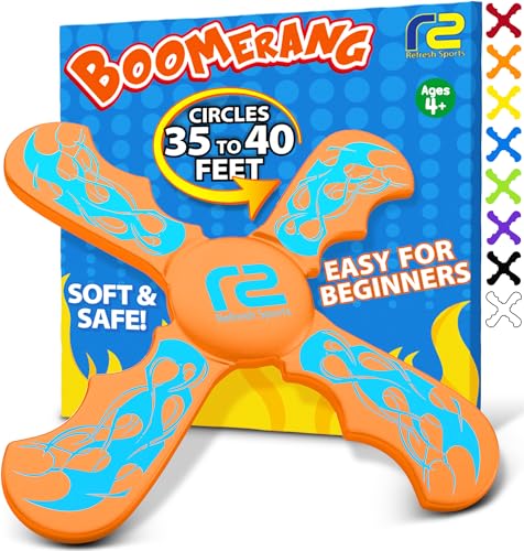Boomerang for Kids - Best Gifts for Boys & Girls Gift Ideas - Kids Gift & Fun Summer Outdoor Presents Toys - Beach Toys Fun Toddler Toys Birthday Party Favors & Goodie Birthday Gifts for Kids - color: Orange