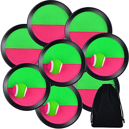 WXJ13 4 Sets Paddle Catch Ball and Toss Game 15.5cm Velcro Catch Ball Set for Sport with a Bag
