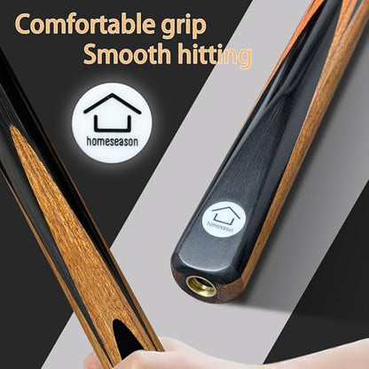 HomeSeason 57inch Snooker Cue Stick 18oz 3/4 Jointed Pool Cue, with Extension, Cue Case, Durable Ash Wood and Red Maple Construction Billiards Cue - color: HSS02