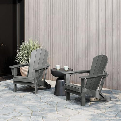 WestinTrends Malibu 2 Piece Set Outdoor Folding Poly Adirondack Chair, Gray - color: Grey, size: 2 Chair