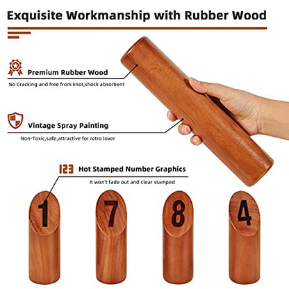 SpeedArmis Wooden Throwing Game, 12 Numbered Block Toss Games Set with Scoreboard & Carrying Case, Indoor Tailgating Bowling Yard Activity‌ for Teens Adults Family