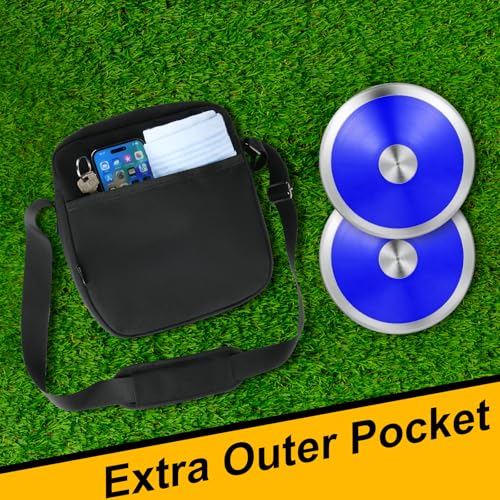 Cosmos Discus Carrier Bag Discus Shoulder Bag with Adjustable Strap, Track and Field Discus Throw Carry Case Portable Discus Storage Bag with Zipper Pocket for Storing 2 Discuses, Discus Not Included