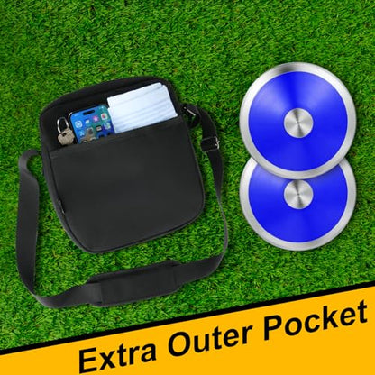 Cosmos Discus Carrier Bag Discus Shoulder Bag with Adjustable Strap, Track and Field Discus Throw Carry Case Portable Discus Storage Bag with Zipper Pocket for Storing 2 Discuses, Discus Not Included