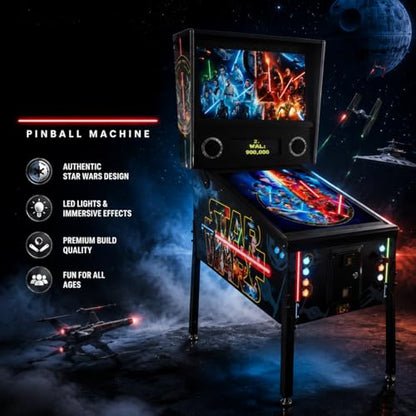 Arcade Pro Pinball Machine, 1000 in 1 Games, 43" 4K Ultra HD, American Style Vintage Cabinet, Digital Leaderboard, Haptic Feedback, for Home Game Room