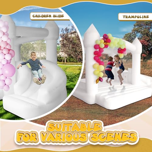 AKSPORT White Bounce House Inflatable Jumping Castle with Slide & Air Blower for Kids, Wedding & Birthday Parties, 17 * 11 * 10FT - style: 17x11x10ft-white