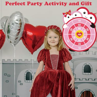 Ansoufien Valentine's Day Dartboard Game for Kids – Cute Heart-Themed Target Game with 12 Sticky Balls – Indoor Party Game for Girls & Boys, Classroom and Family Fun