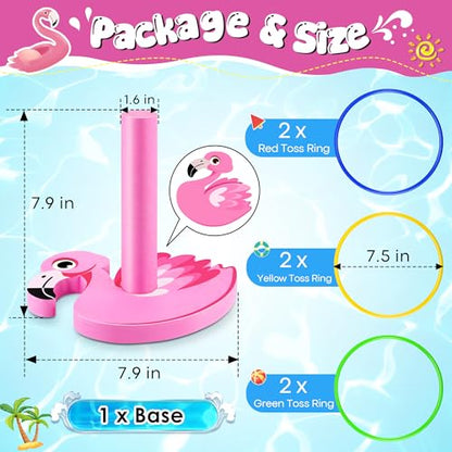 Hiboom Pool Ring Toss Games Toys, Swimming Pool Games for Adults and Family with 6 Pcs Throwing Rings, Water Foam Toss Float Toys for Summer Outdoor, Beach, Yard, Party(Flamingos) - style: Flamingos