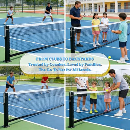 Professional Tennis Net 42ft x 3.5ft – Machine-Woven Double Layer, 3.0mm Twisted PE, 4.5cm Mesh, UV/Waterproof, 6mm Steel Cable – Complete Kit for Court, Backyard or Driveway