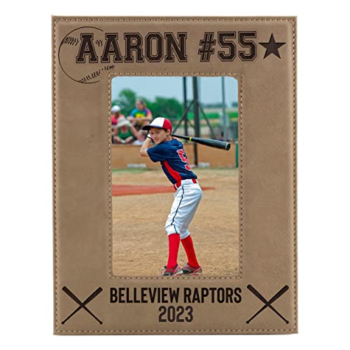 My Personal Memories Custom Monogrammed Baseball Sports Picture Frame Gifts - Customized 4x6, 5x7, 8x10 Photo Frames for Athletes, Coaches, Teams, Kids, Awards (Tan) - color: Tan