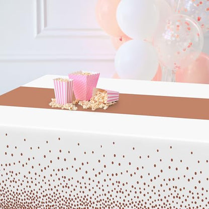 QZYL 4 Pack Disposable Table Cloth, 54" x 108" Rectangle Party Table Cloths with Pink Dot, Waterproof Plastic Table Covers for Birthday Wedding Receptions Family Gathering Holiday Dinner - color: Pink Gold Dot, size: 4pcs 54x108 in