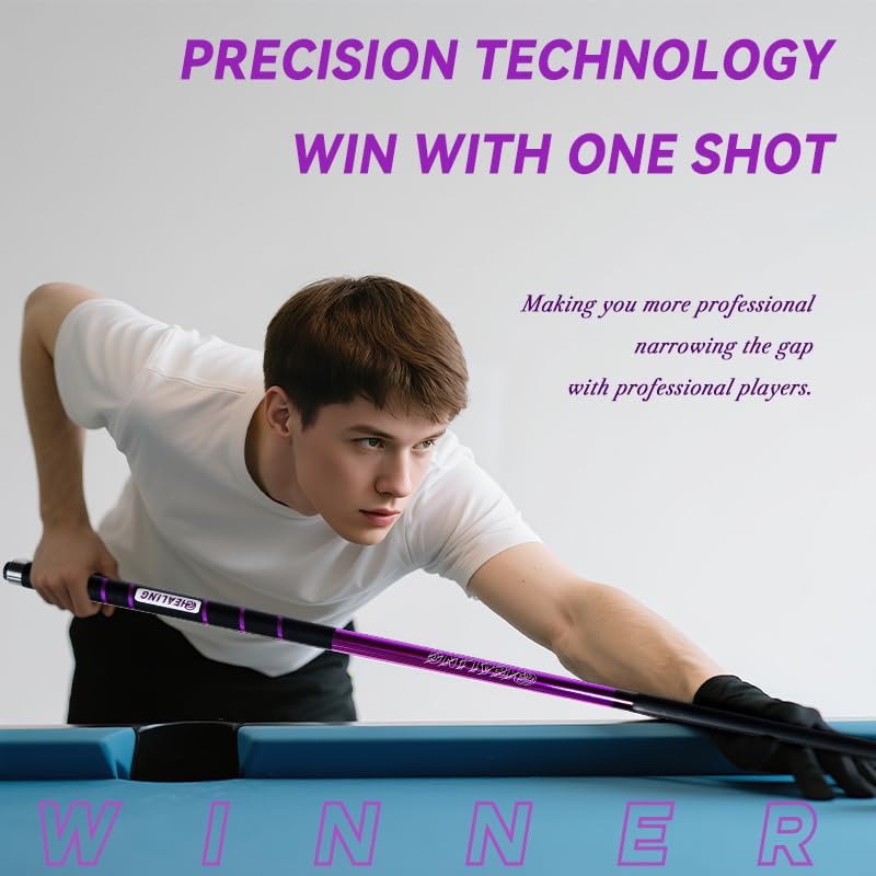 100% Carbon Fiber Shaft Billiard Cue 58" 19-21oz 1/2 Joint Carbon Fiber Pool Cue Stick 12.9mm Cue Tip - color: Purple