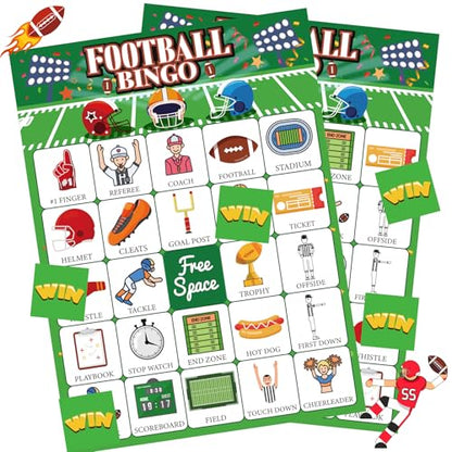 Football Games for Kids,Football Bingo Cards,24 Players Football Birthday Party Decorations Favors Supplies for Family Night Group Activities