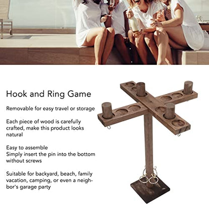 Table Top Hook and Game, Wooden Hooks Fast Paced Interactive Game for Party with Strings and Loops, for Backyard, Beach, Vacation