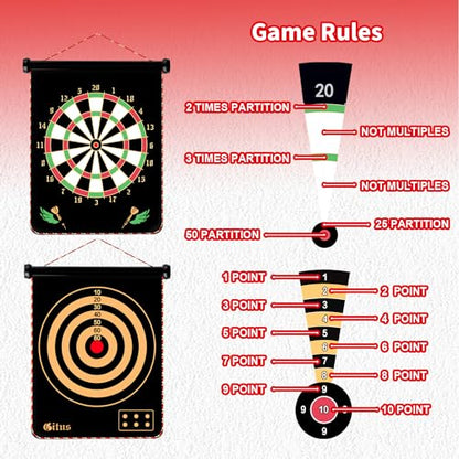 Magnetic Dart Board Games for Kids with 12 Darts Outdoor Toys for Boys Age 8-13 Cool Stuff Gifts Ideas for Teenage Boy Girls Age 8 9 10 11 12 13 14 15 16 Game Room Decor