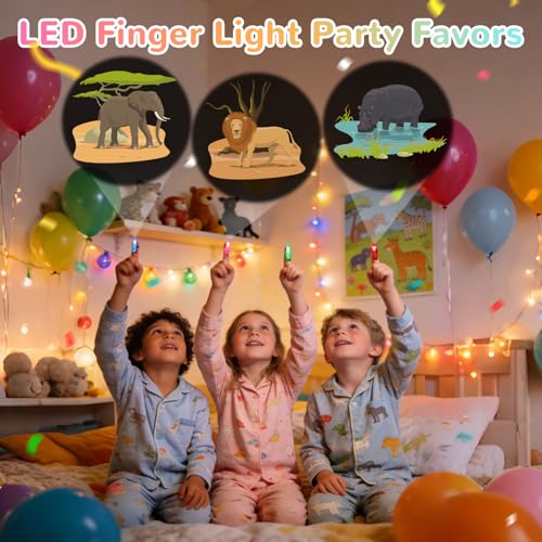 36 Pack Safari Party Favors LED Finger Lights, Glow in the Dark Jungle Animal Birthday Party Supplies, Goodie Bag Stuffers Classroom Treasure Box Prizes for Kids - style: Wildlife