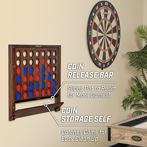GoSports Wall Mounted Giant 4 in a Row Game - Jumbo 4 Connect Family Fun with Coins - color: Brown