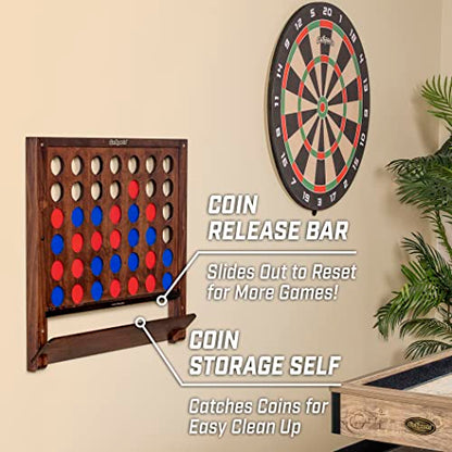 GoSports Wall Mounted Giant 4 in a Row Game - Jumbo 4 Connect Family Fun with Coins - color: Brown