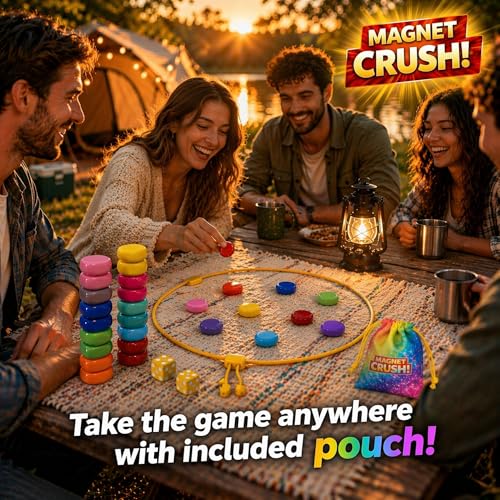 Magnet Crush Magnetic Strategy Board Game (Rainbow) for Kids & Adults, Fun Tabletop Magnet Placement Game, STEM Educational Toy, Family Party Game, Travel Game, Puzzle Brain Teaser, Gift for Ages 9+ - color: Rainbow