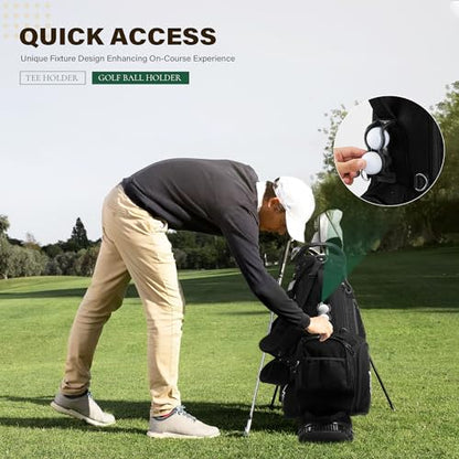 uniHimal Lightweight 7-Way Golf Stand Bag for Men & Women | Carry Bag, Multiple Pockets, Dual Straps - color: black