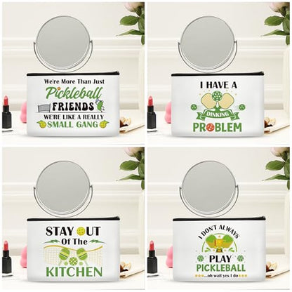 4 Pcs Pickleball Gifts Makeup Bags Dink Ball Bags for or Women Men Cosmetic Bag Christmas Gifts for Women Girls Zipper Canvas Toiletry Bag - style: Pickleball