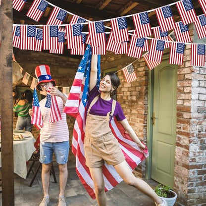 52FT 4th of July Decorations Outdoor, 50 PCS Fourth of July Banner, 5.5 x 8.2 Inches American String Flag Banner for Patriotic Independence Day Fourth of July Accessories Party Home Patio Decor - style: Independence Day