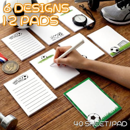 Ctosree 12 Pcs Soccer Gifts Sticky Notes Fun Memo Notepads Stationery Soccer Party Favors Goodie Bag Stuffers Desk Accessories Sport Fans Gifts for Daily Use - style: Soccer