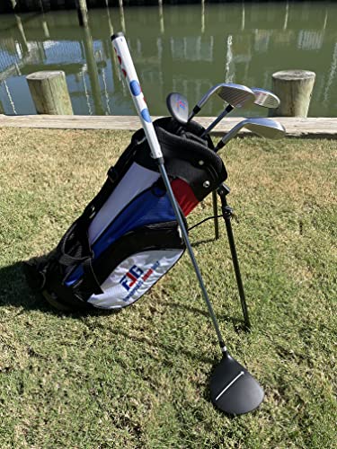 Fingerprints Junior Golf Club Set - Perfect for Junior Golfers - Left-Handed & Right-Handed Options - Complete Set in Multiple Sizes with Driver, Hybrid, 7i, PW, Putter & Stylish Stand Bag - size: Golf Club Set for 38"-45" tall