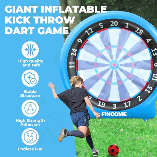 Giant Inflatable Dartboard, Kick Darts Outdoor Indoor Soccer Dartboard Game Golf Dart Throw Darts with Pump, Giant Dart Board Target Yard Games for Kids & Adults 20+Games - style: Blue Dartboard